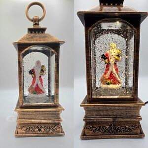 Santa Claus Lantern Vintage Spinning Christmas Character Musical Snowglobe New